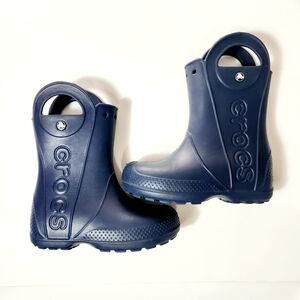 Crocs Blue Kids Rain Boots Size: J 1